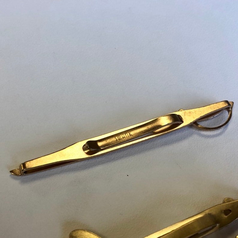 Swank Magic Blades Mother of Pearl Handle Sabre Sword 1940s Pierced Look Tie Clip Sabre Tie Clip Swank Sword Tie Clip