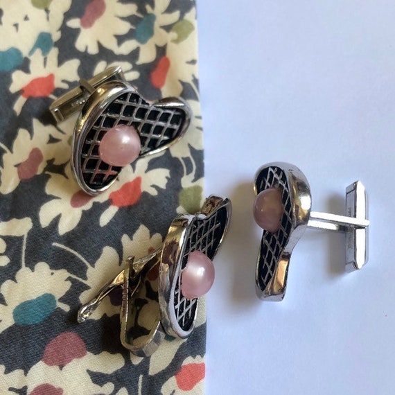 Vintage Cuff Links and Tie Clip, Abstract Design,… - image 6