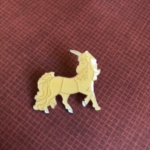 White Unicorn Pin, Vintage Enamel Pin, Unicorn pin , Unicorn collar pin, Unicorn lapel pin, 1980s Unicorn image 1