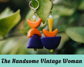 Purple Art Deco Statement Earrings