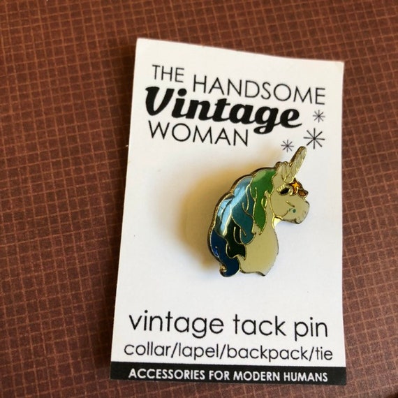 White Unicorn Head Pin, Vintage Enamel Pin, Unico… - image 2