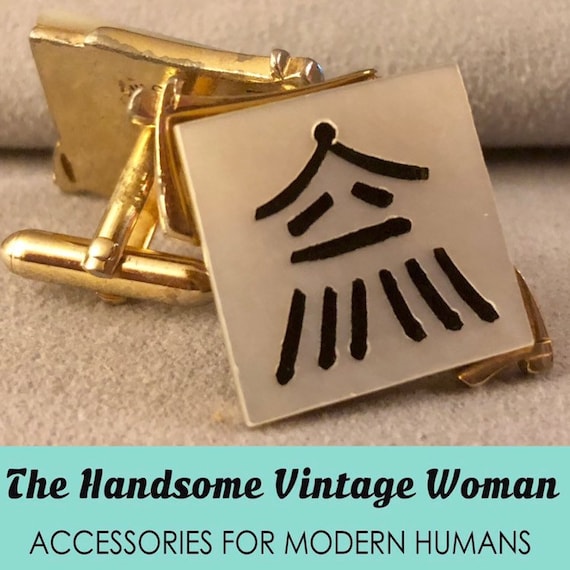 Swank Oriental Dynasty Cuff Links, Mahjong Tile Cu