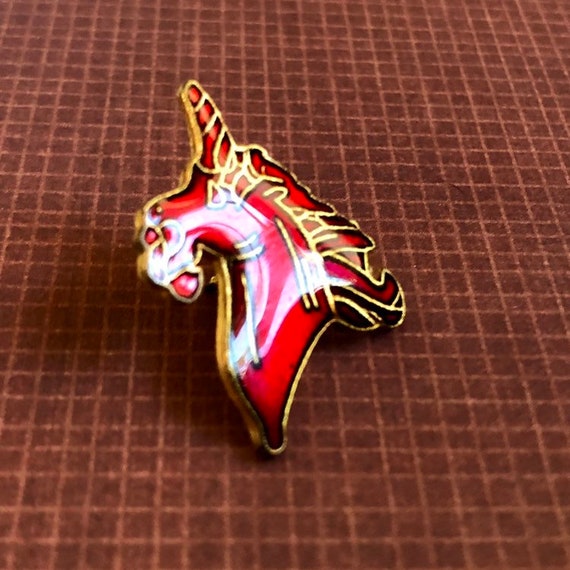 Red Unicorn Pin, Vintage Enamel Pin, Unicorn pin … - image 3