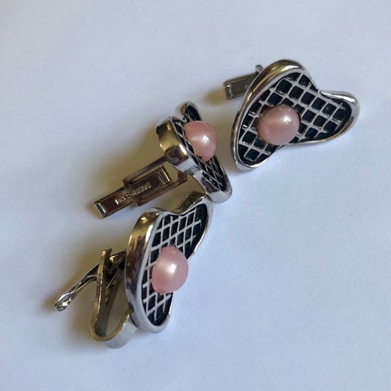 Vintage Cuff Links and Tie Clip, Abstract Design,… - image 3