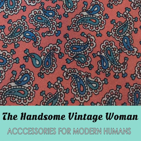 Pink Paisley Necktie, Vintage Paisley Neck Tie, Vi