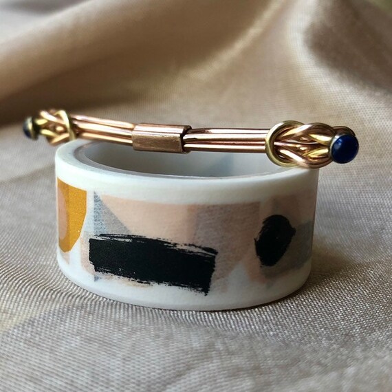 Blue Cabochon Vintage Collar Bar, Blue Collar Pin,