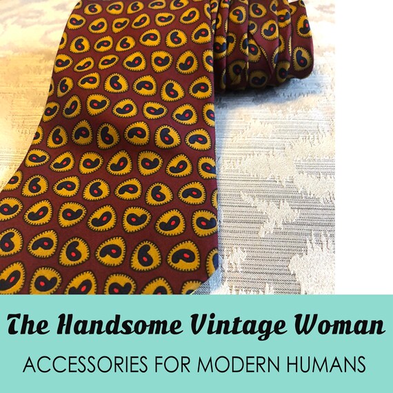 Dark Red Vintage Necktie, Mid Century Modern Neck… - image 1