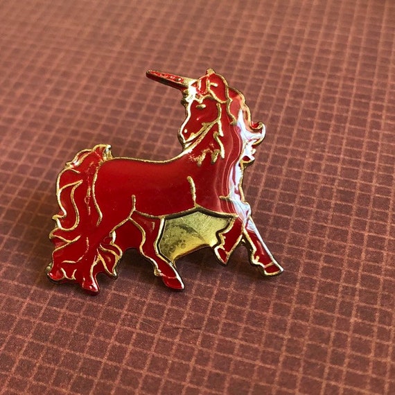 Red Unicorn Pin, Vintage Enamel Pin, Unicorn pin … - image 6