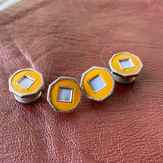 Mustard Yellow Snap Cufflinks - image 3