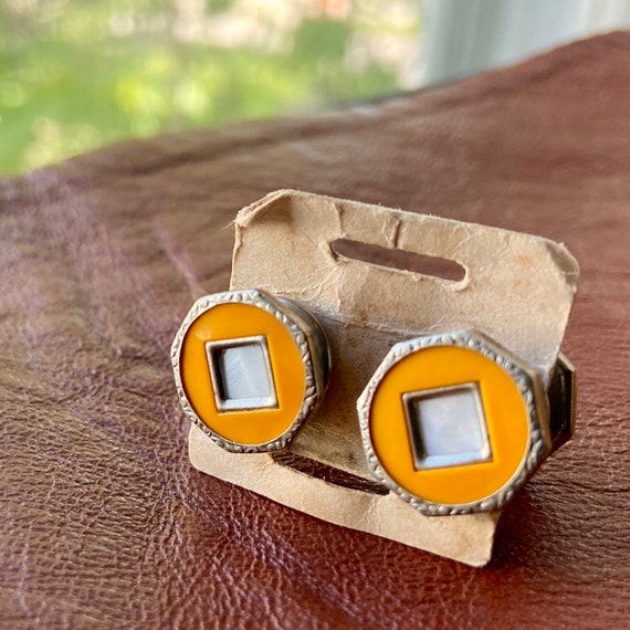 Mustard Yellow Snap Cufflinks - image 1