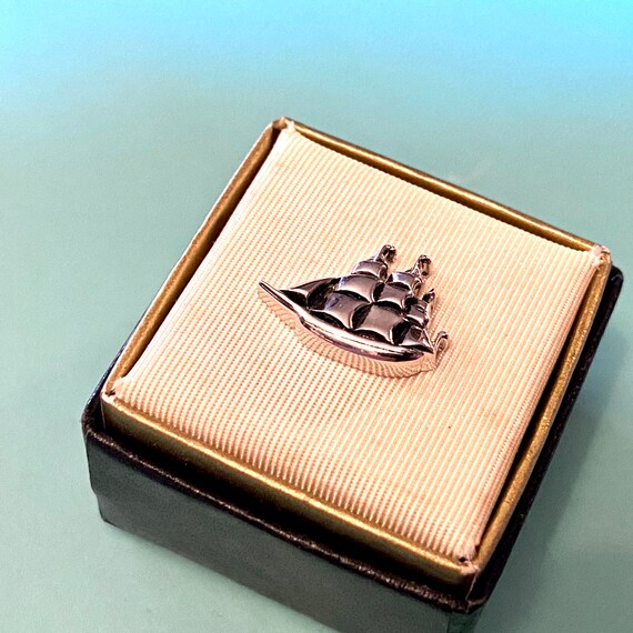 Silver Sail Boat Tie Tack - image 2