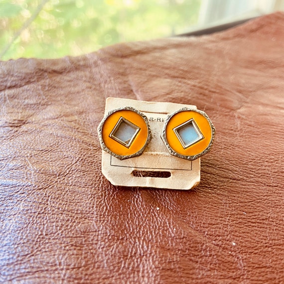 Mustard Yellow Snap Cufflinks - image 2