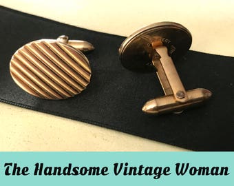 vintage Krementz Gold Tone Oval Cuff links, Minimalist Cufflinks, vintage, Gold Accessory for Groom des années 1960