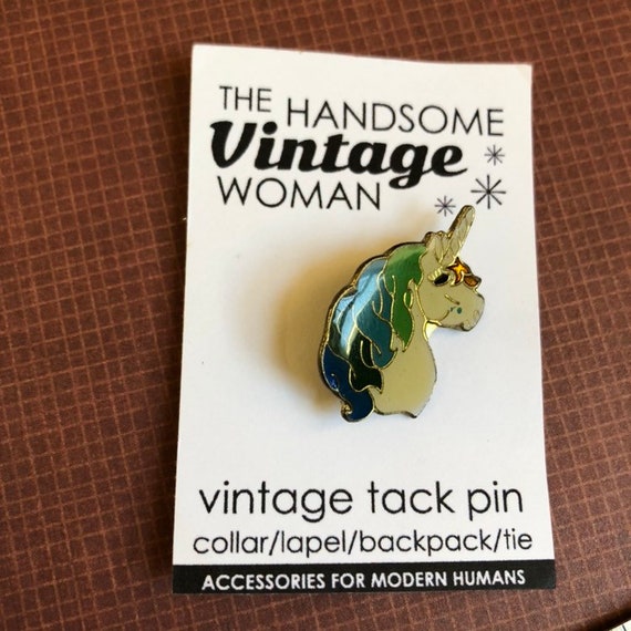 White Unicorn Head Pin, Vintage Enamel Pin, Unico… - image 5