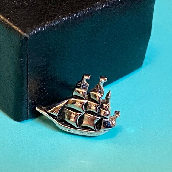 Silver Sail Boat Tie Tack - image 1