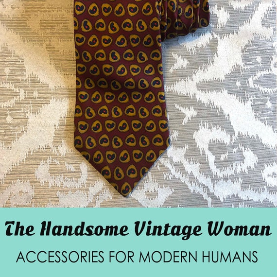 Dark Red Vintage Necktie, Mid Century Modern Neck… - image 3