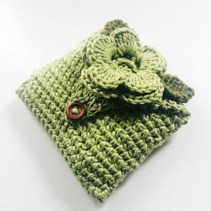 Crocheted Tea Travel Purse / Tea Bag Holder / Tea Bag Wallet in Pure Cotton - Pistachio Green - Great Gift Idea for a Tea Lover