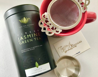 Elegant 'Empress' Stainless Steel Tea Strainer /Tea Infuser with Drip Tray - Perfect for Loose Leaf Tea
