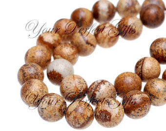 Wholesale Picture Jasper Natural Gemstone Round Beads 4mm,6mm,8mm,10mm,12mm Necklace Bracelet Earring DIY Jewelry Supplies 16 Inch Strand