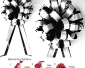 10 Black White 8 quot Pull Pew Bows Wedding Decoartion Church Chair Bridal Party PB015