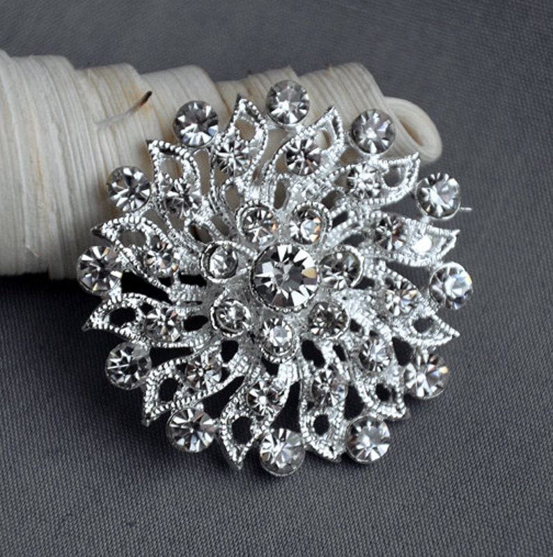 10 pcs Large Rhinestone Button Embellishment Pearl Crystal Wedding Brooch Bouquet Invitation Cake Decoration Hair Comb Clip BT526 image 1