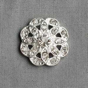 10 Round Diamante Rhinestone Crystal Pearl 25mm Button 