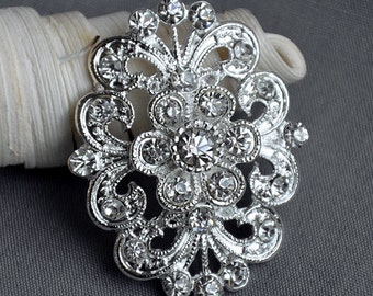 10 pcs Rhinestone Button Embellishment Pearl Crystal Wedding Brooch Bouquet Invitation Cake Decoration Hair Comb Clip BT394