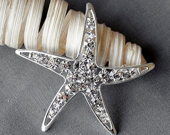 3 Rhinestone Brooch Crystal Brooch Starfish Bridal Brooch Bouquet Hair Comb Shoe Clip Wedding Cake Decoration Invitation BR346