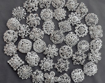 40 pcs Vintage Rhinestone Brooch Crystal Brooch Wedding Invitation Cake Decoration Brooch Bouquet Kit Wholesale Lot BR665