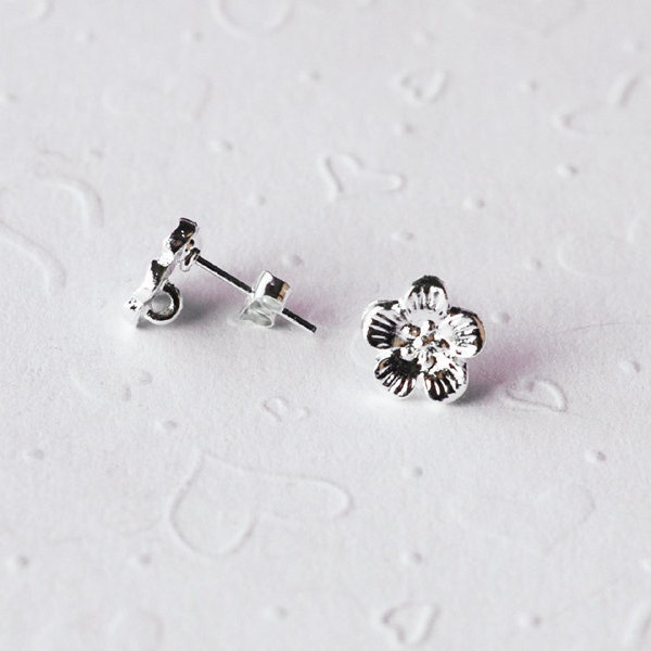 20 pcs Round Flower Earstuds with 925 Sterling Silver Post Closed Loop - FREE combine shipping US - EF012