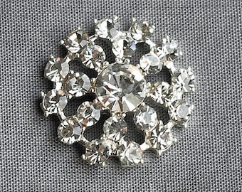 5 Large Rhinestone Button Embellishment Pearl Crystal Wedding - Etsy