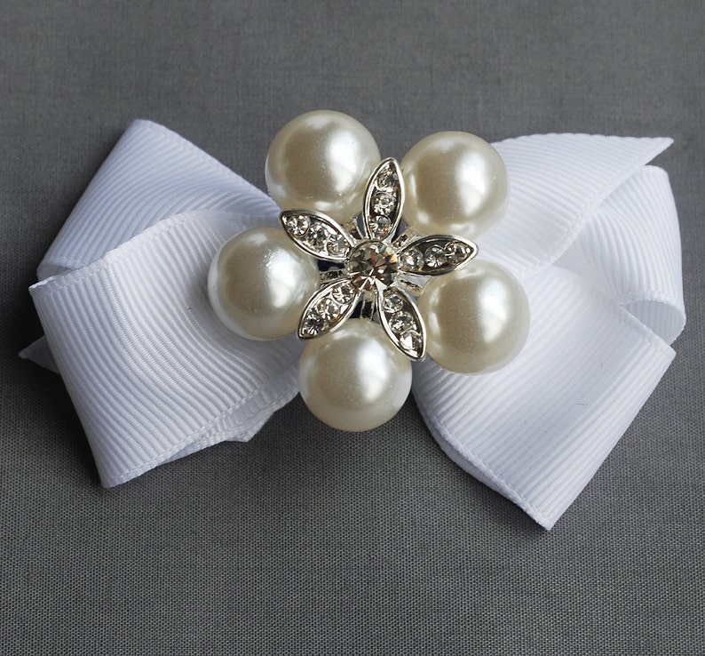 10 stuks Strass knoppen ronde cirkel bloem pearl diamante kristal 40mm haar kam bruiloft uitnodiging taart decoratie BT040 afbeelding 1