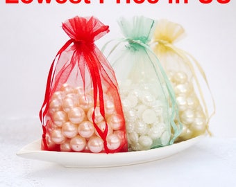 100 pcs 5"x7" Organza Bags Wedding Favor Bags Party Gift Bags Candy Bag Jewelry Pouch Drawstring Bag LOW Price FB888