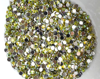 1000 Round Faceted Flat Back Rhinestone Gem SS12 3mm Lemon Light Yellow AB FREE Shipping US Nail Art Iphone Case LR265