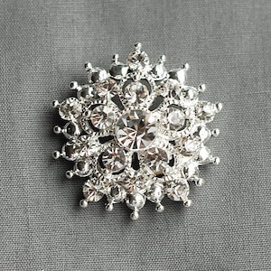 10 pcs Rhinestone Buttons Round 1.25" (32mm) Diamante Crystal Hair Flower Comb Wedding Invitation Bouquet Jewelry Ring BT060