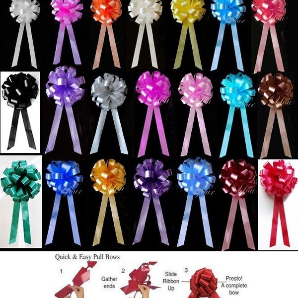 20 pcs Wedding Pull Pew Bow White Ivoy Black Red Yellow Silver Purple Pink Blue Brown Gold Orange Teal Green Fuchsia Flower PB159