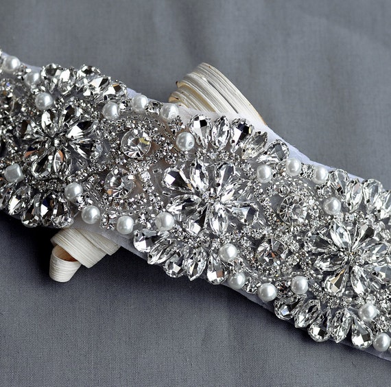 Crystal Beaded Rhinestone Applique Bridal Sash Trim by Bling Amazon.com: 5pcs Handmade Crystal Beaded Rhinestone Applique  main image 4
