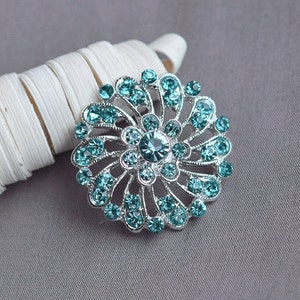 10 pcs Teal Blue Aqua Blue Rhinestone Button Crystal Embellishment Wedding Brooch Bouquet Cake Hair Comb Shoe Clip DIY Supply BT410