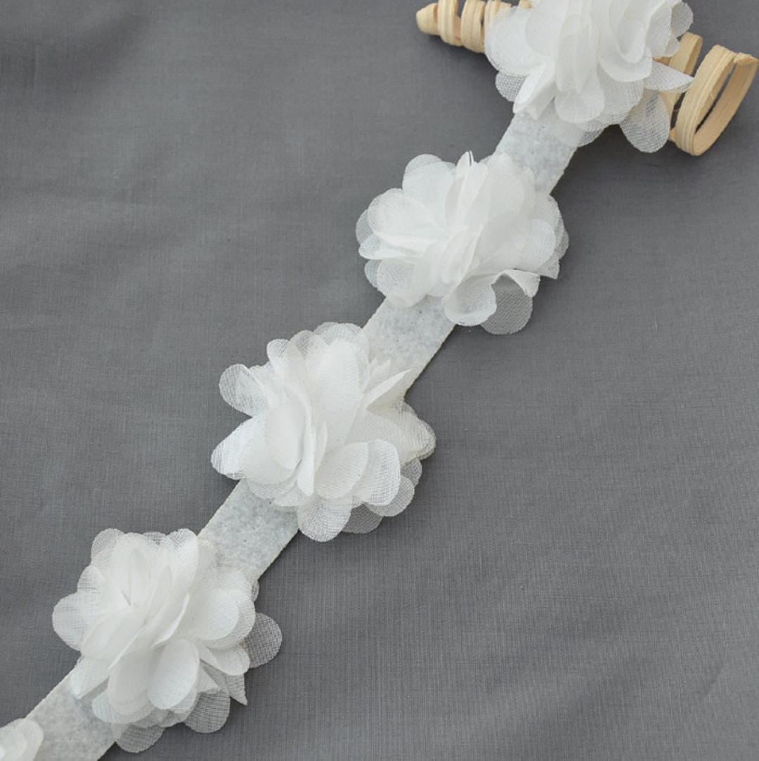 1 Yard 14 Pcs White Chiffon Rose Lace Trim Shabby Flower Lace - Etsy