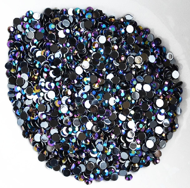1000 Jet Black AB Resin Rhinestone Cabochon SS6 2mm Scrapbooking ...