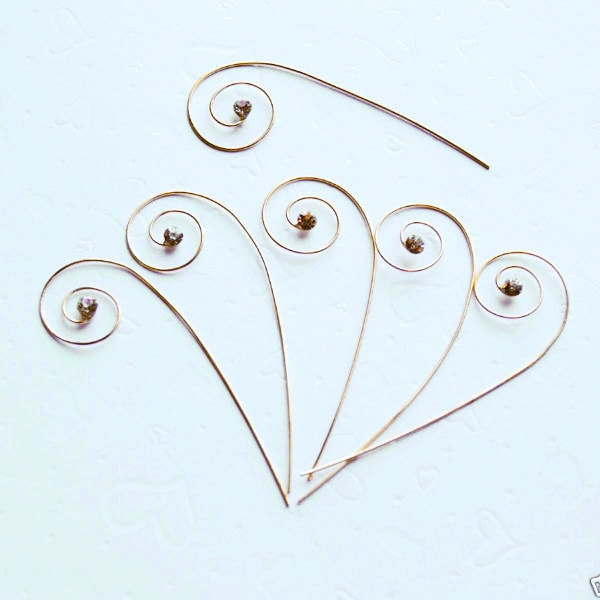 20 Clear Crystal Gold plated Swirl Pin Stem for Bouquet Jewelry Wedding Cake Topper Decoration FREE Shipping USA AC016