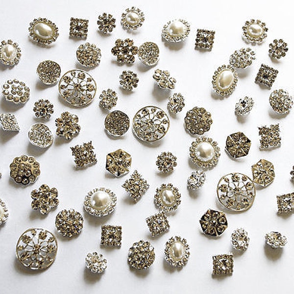 40 pezzi assortiti bottoni con strass abbellimento perla cristallo spilla da sposa bouquet torta pettine per capelli clip BT097