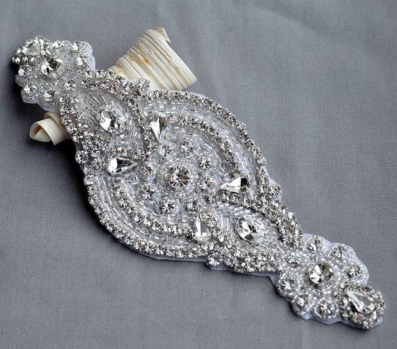 SALE Rhinestone Applique Bridal Accessories Crystal Rhinestone Beaded  Applique Wedding Dress Sash Belt Headband Jewelry RA012 - Etsy