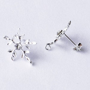 10 pc Snowflake Earstuds with 925 Sterling Silver Post Clear Crystal Rhinestone Closed Loop FREE combine shipping from US EF034 image 2
