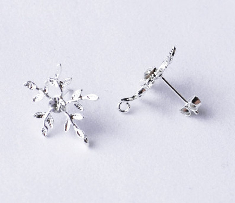 10 pc Snowflake Earstuds with 925 Sterling Silver Post Clear Crystal Rhinestone Closed Loop FREE combine shipping from US EF034 image 2