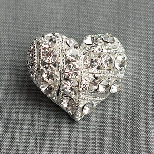 10 pcs Heart Diamante Crystal Rhinestone Button Valentine's Day Wedding Invitation Bouquet Jewelry Patriotic BT089