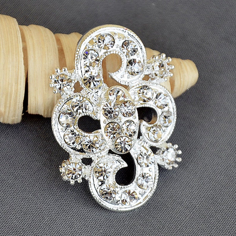 5 Rhinestone Button Embellishment Crystal Wedding Brooch Etsy