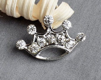 10 Rhinestone Button Brooch Embellishment Crystal TIARA CROWN Wedding Brooch Bouquet Invitation Cake Hair Comb Pin Clip BT545