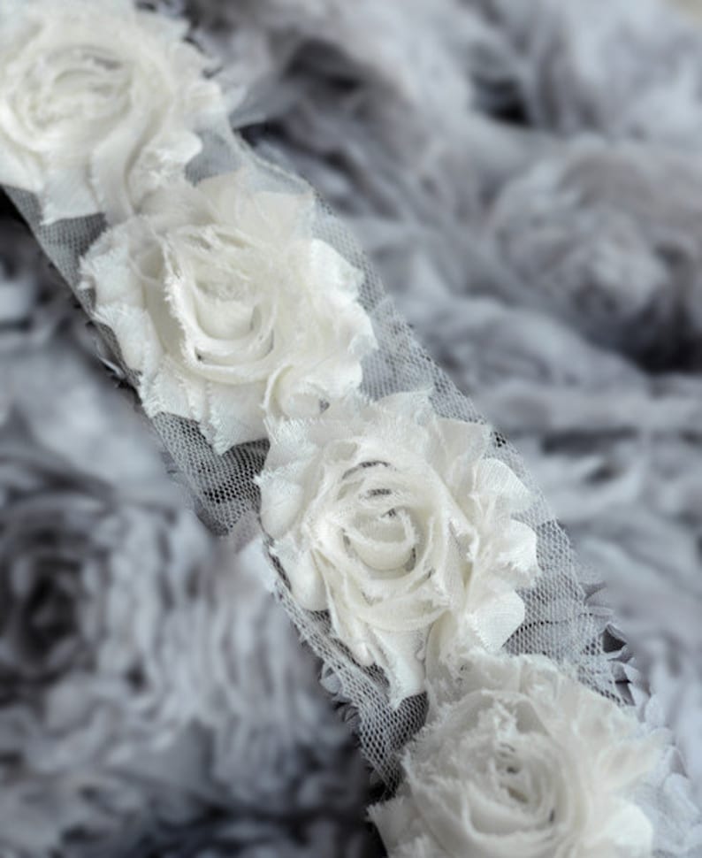 1/2 Yard Shabby Rose Trim Shabby Fowler Shabby Frayed Chiffon Etsy