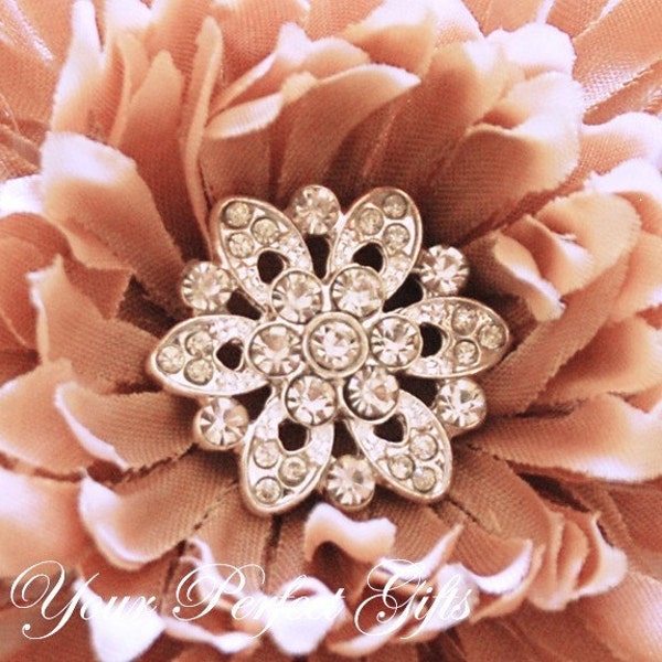10 Round Circle Diamante Rhinestone Crystal Button for Hair Flower Clip Wedding Invitation Scrapbooking Ring Pillow Napkin Ring